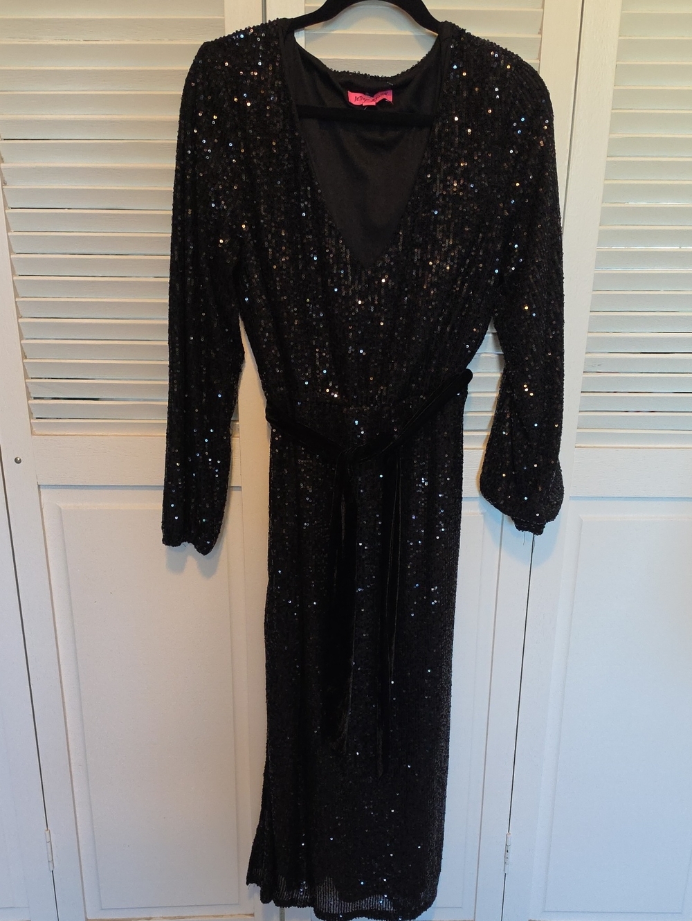 Betsey Johnson Black Sequin Maxi Dress Size  XL Like New